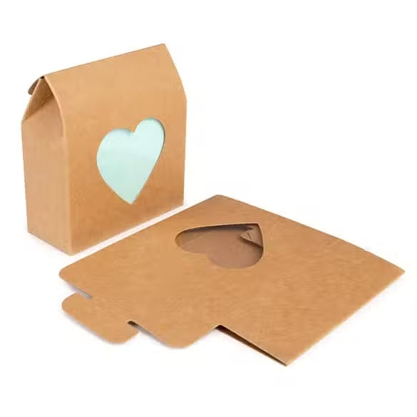 Boite Kraft Avec fenêtre en forme de cœur 89x38x102 mm - 25 pièces