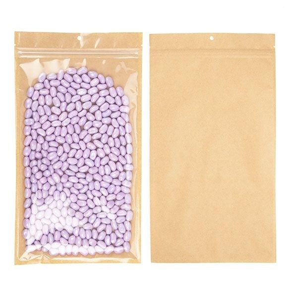 Sachet zip avec trou de suspension papier kraft avec face arrière transparente 178x305 mm - 100 pièces