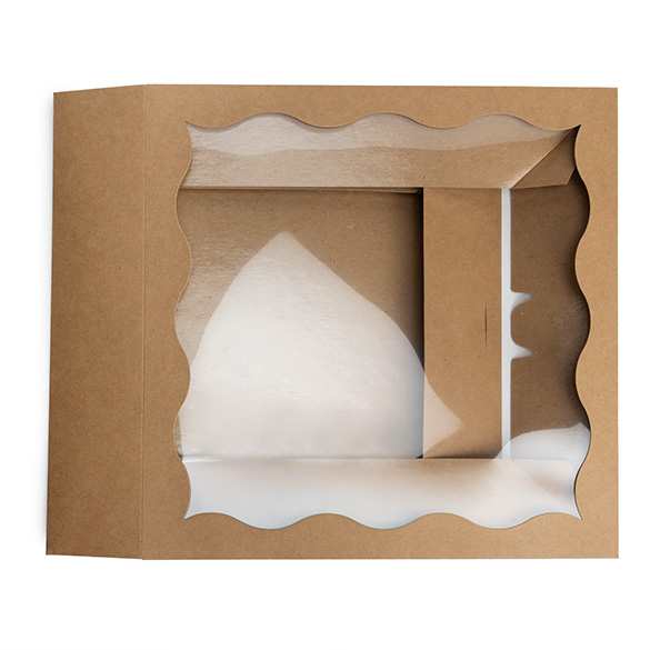 Boîtes en Papier Kraft à Fenêtre Festonnée 30,5x6,4x30,5cm - 25 pcs