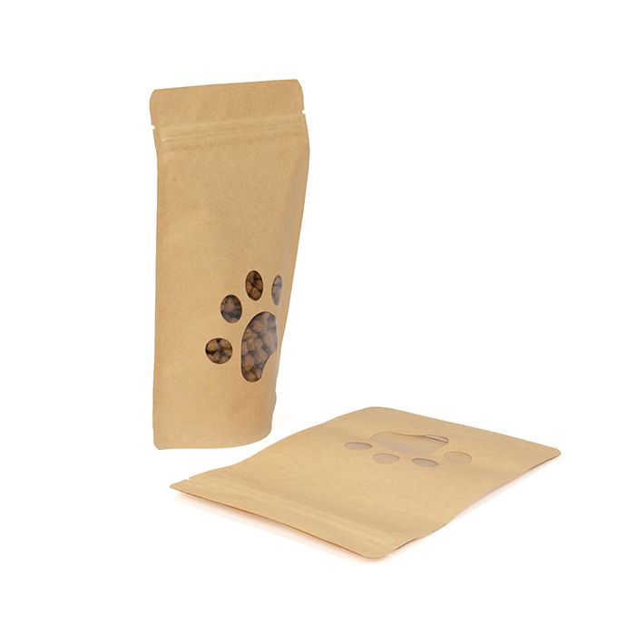 Stand Up Pouches Kraft | Paw Shaped Window | 113 gram | 130x79x206mm