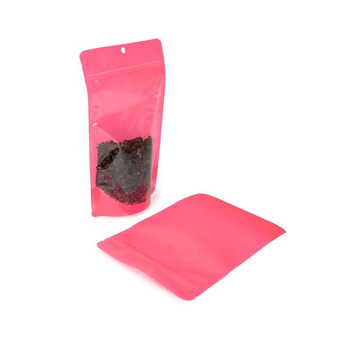 Stand Up Pouch Neon Pink 14.9x8.9x23.2 cm w/ Hang Hole - 100 pieces