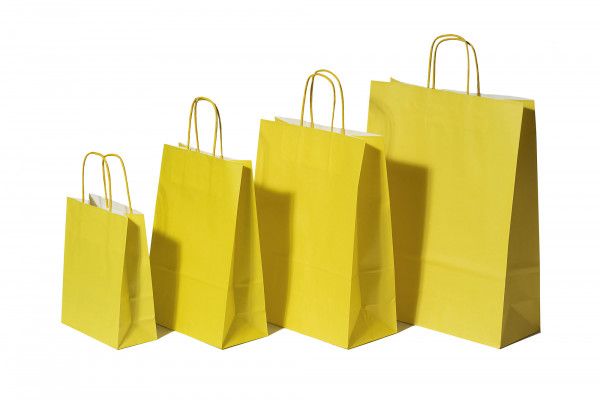 Paper Carry Bags Yellow 260+120x350mm