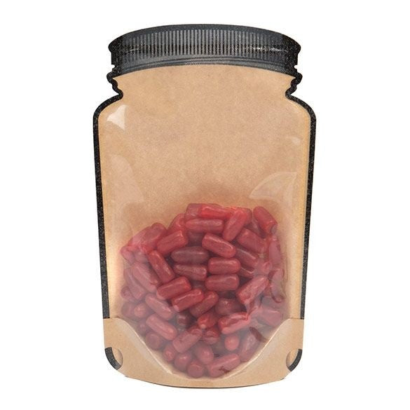 Kraft Jarre a cookie Doypack avec fond transparent 130x76x206 mm - 100 pièces