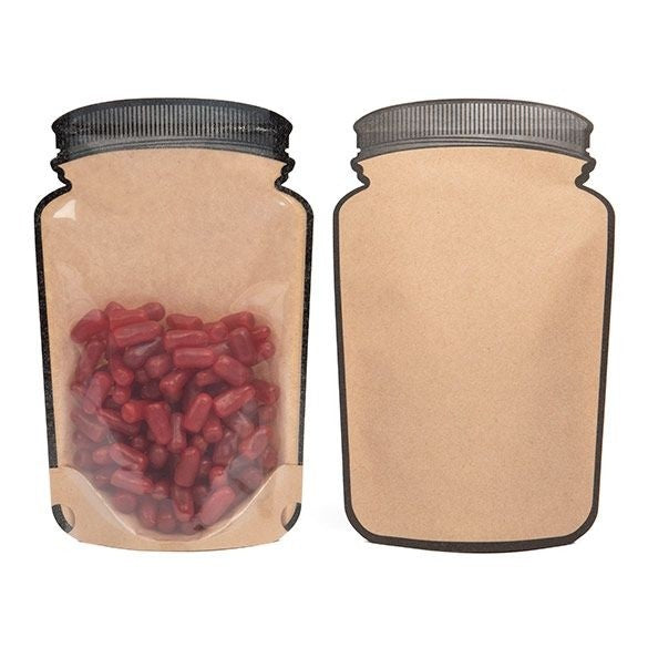 Kraft Jarre a cookie Doypack avec fond transparent 130x76x206 mm - 100 pièces