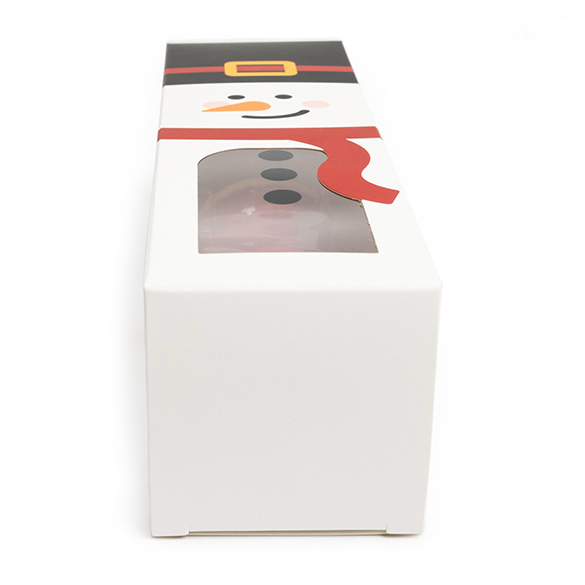 Boîte en Papier Bonhomme de Neige avec Fenêtre 5,7x5,7x20,3cm - 25 pcs