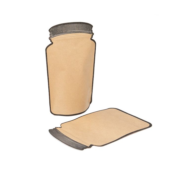 Mason Jar Shaped Pouch Kraft 13x7,6x20,6 cm - 100 pieces