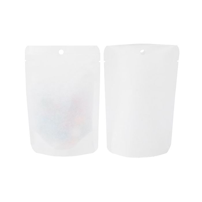 Doypack éco-responsable à maintien vertical en kraft blanc 10,2x6x15,2 cm - 100 pièces