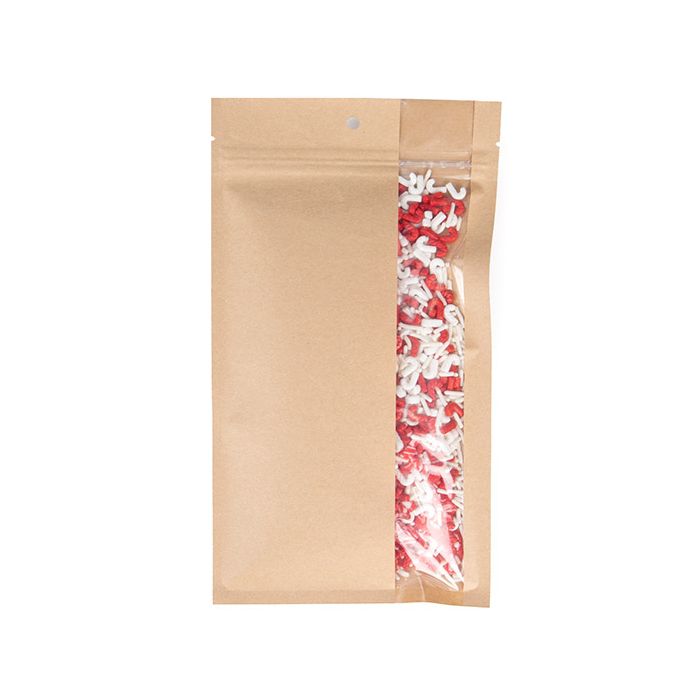 Sachet ZIP en kraft avec fenêtre verticale 12.7x20.8 cm - 100 pieces