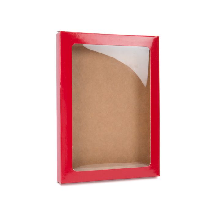 Kraft Gift Boxes with Window Red 137x15x187mm