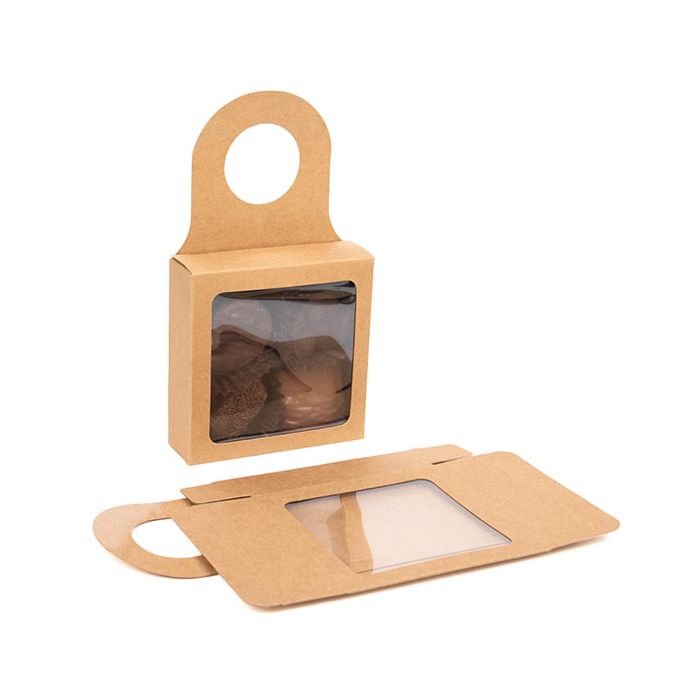 Boîte kraft avec fenêtre 9 x 3 x 9 cm (25 pièces)