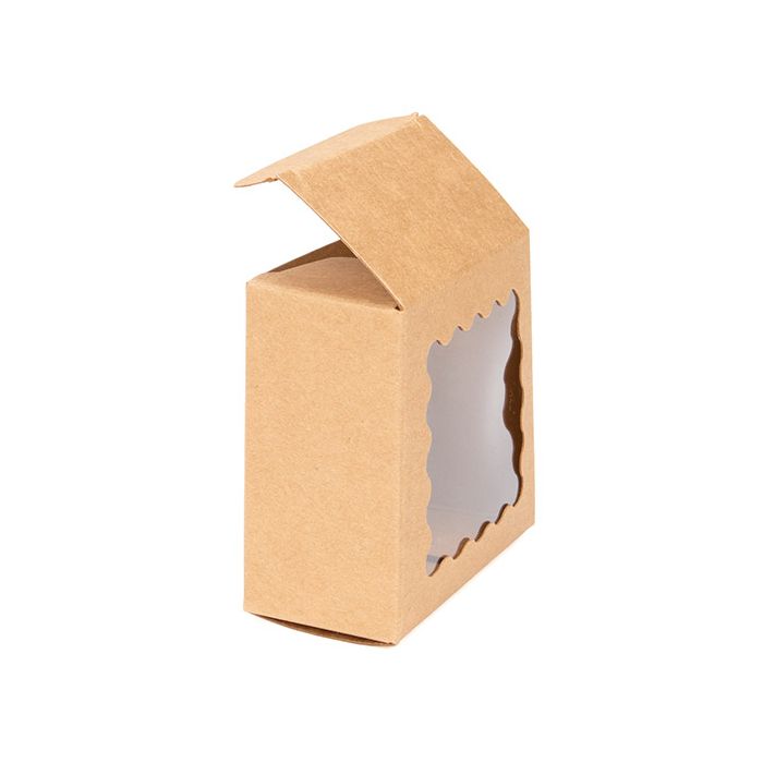 Boite Kraft avec Fenêtre Ondulée 70x37x70 mm - 25 pièces