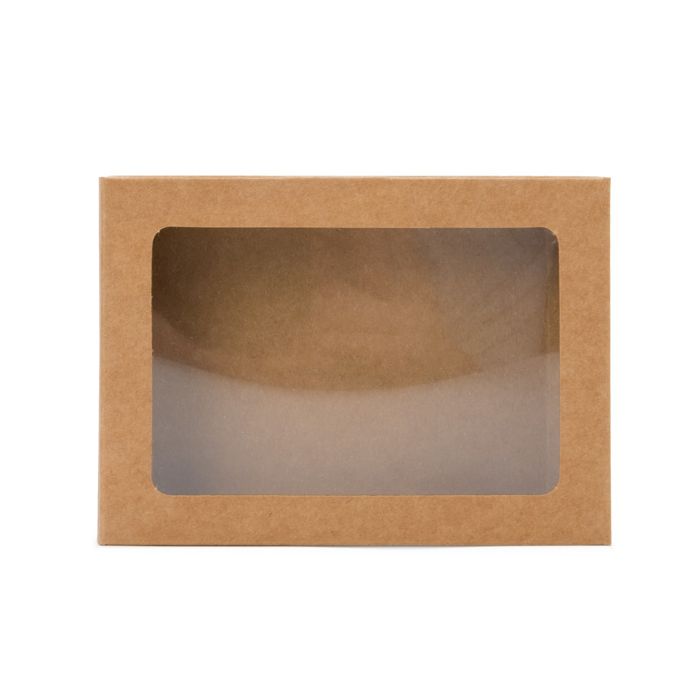 Boîte en papier kraft avec fenêtre et feuille en PET insérée A7 - 25 Pieces 137 x 13 x 187 mm