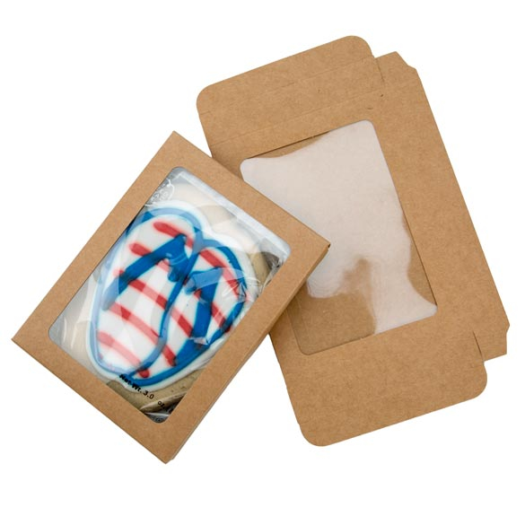 Boite en papier kraft à fenêtre avec feuille PET insérée 10 x 21 x 138 mm - 25 Pièces