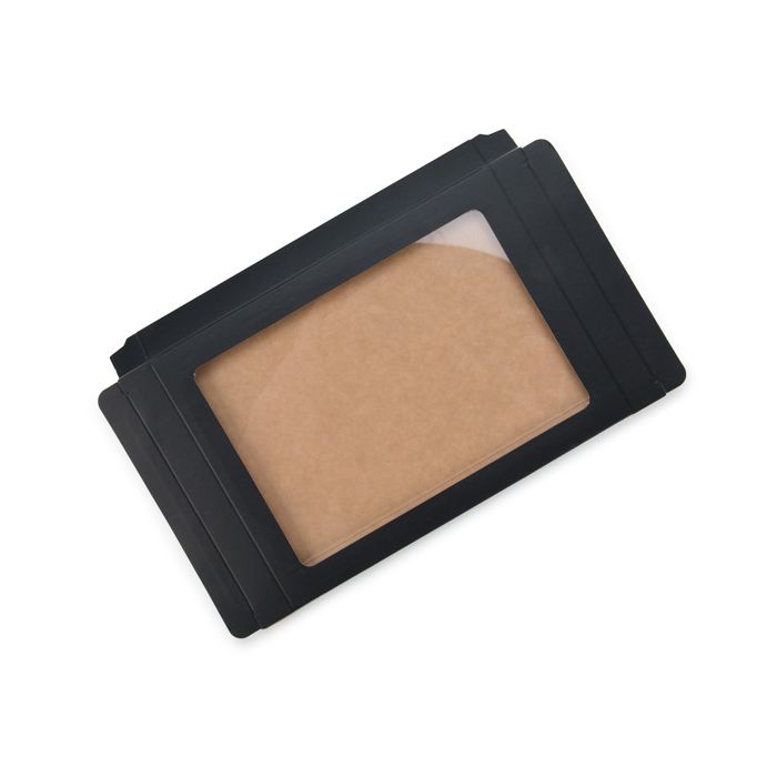 Boîte à fenêtre en papier noir mat avec feuille PET insérée 125 x 15 x 168 mm A6 - 25 Pieces