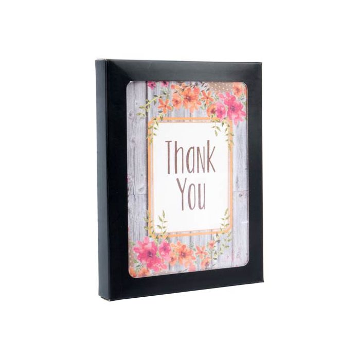 Boîte à fenêtre en papier noir mat avec feuille PET insérée 125 x 15 x 168 mm A6 - 25 Pieces