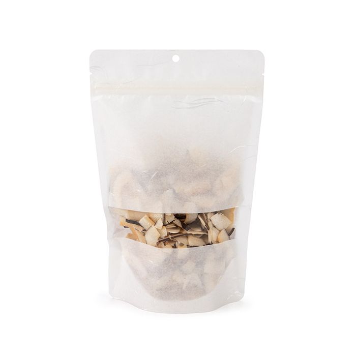 Eco Friendly Stand Up Pouches Rice Paper White With Rectangle Window 149x89x232mm