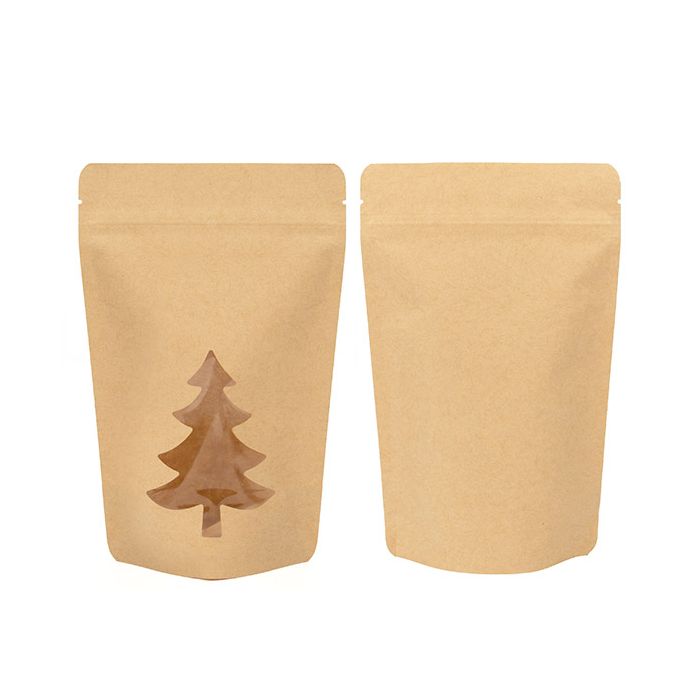 Stand Up Pouches Kraft With Tree Window 130x79x206 mm