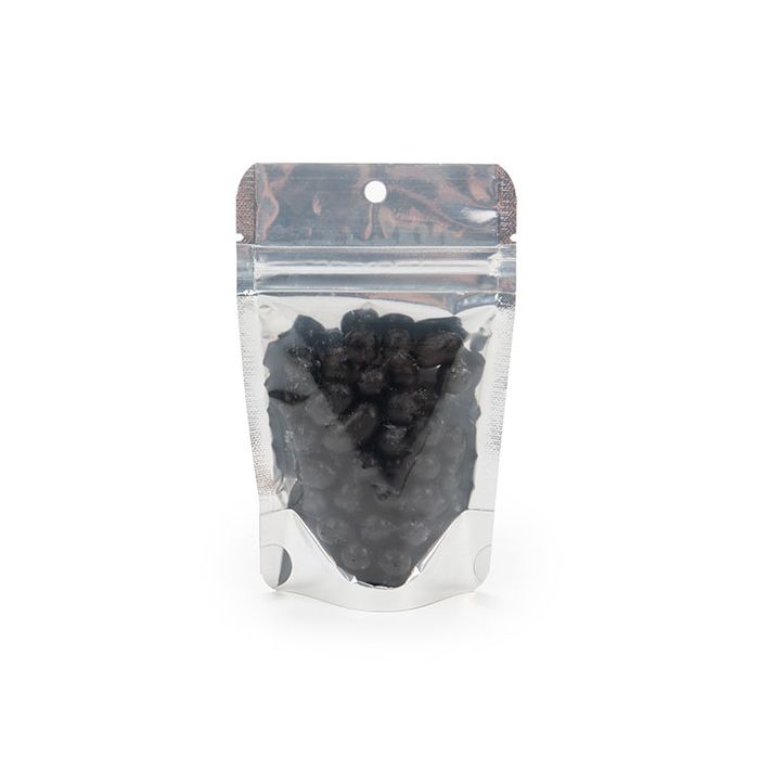 White Backed Stand Up Zipper Pouch 80 x 50 x 130 mm with Hang Hole