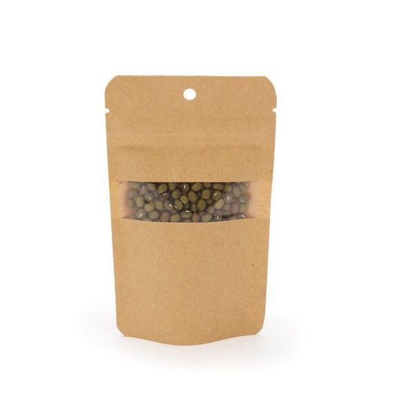 Doypack kraft 79x51x130 mm (28 g) Trou Suspension Rond - 100 pièces