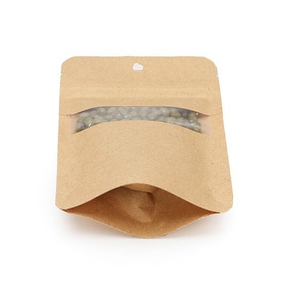 Doypack kraft 79x51x130 mm (28 g) Trou Suspension Rond - 100 pièces