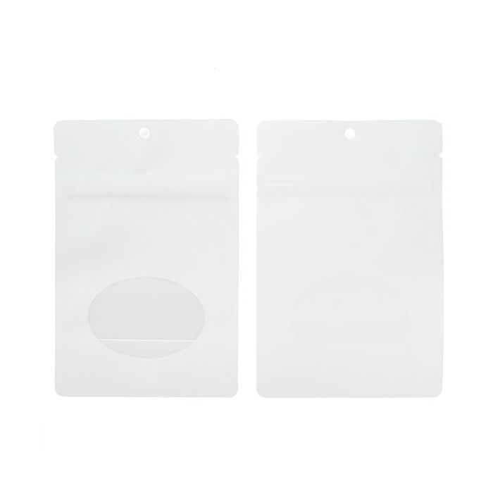 Doypack Blanc avec fenêtre Ovale, 10,2x6x15,2cm