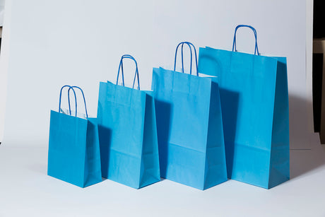 Paper Carry Bags Blue 260+120x350mm 