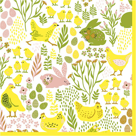 Table Napkins, Bunnies & chicks, size 33x33 cm 