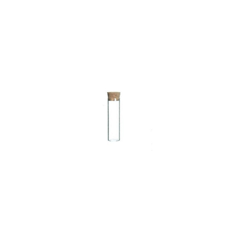 Tube à essai à fond plat avec bouchon en liège, H. 10 cm, Ø 2 cm - 12 pièces