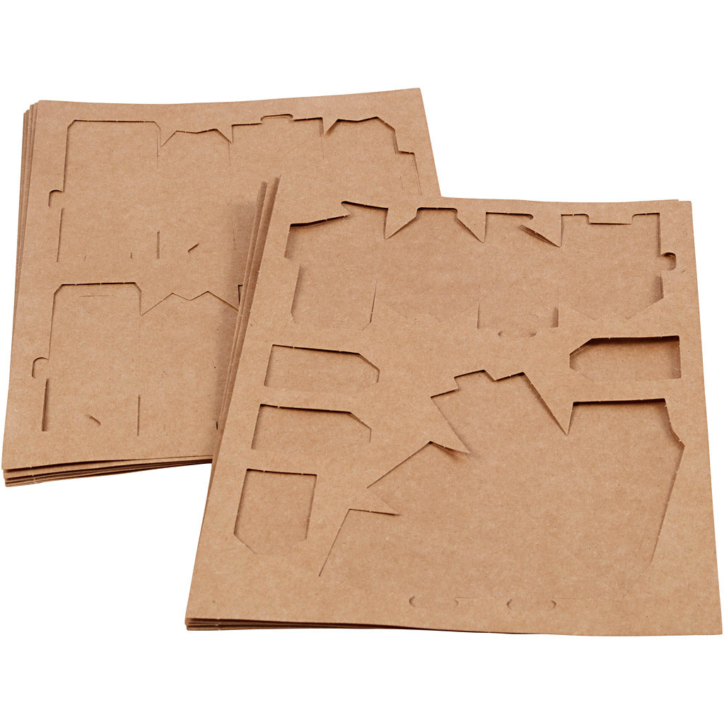 Maison et Arbre en cartons, H: 5,7-10 cm cm, 1 set