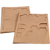 Maison et Arbre en cartons, H: 5,7-10 cm cm, 1 set
