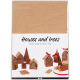 Maison et Arbre en cartons, H: 5,7-10 cm cm, 1 set