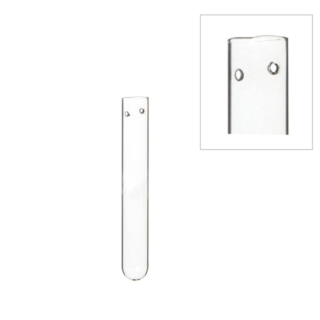 Glass Test tube 1.5cm diameter 15cm high, with 2 holes 