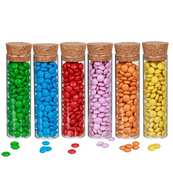 Tube en verre avec bouchon de liège, 30x100mm - 12 pcs