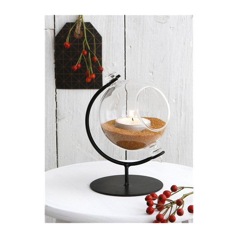 Globe en verre pour bougie chauffe-plat avec support Ø 8 cm, H. 14 cm - 1 pièce