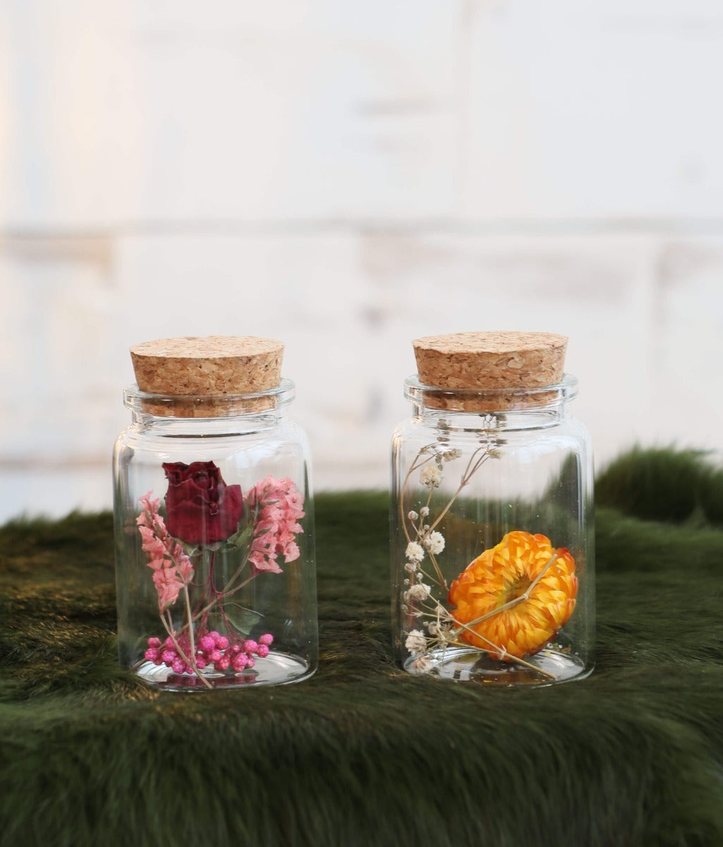Glass tube with 2 different dried flowers Ø4.5cm - Packlinq