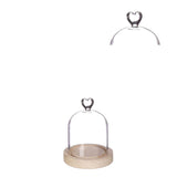 Cloche en verre avec base en bois et cœur Ø 10 cm, H. 13 cm - 1 pièce