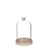 Cloche en verre avec base en bois et cœur Ø 12 cm, H. 18,5 cm - 1 pièce