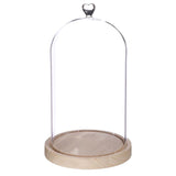 Cloche en verre avec base en bois et cœur Ø 17 cm, H. 30 cm - 1 pièce