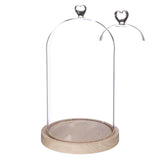Cloche en verre avec base en bois et cœur Ø 17 cm, H. 30 cm - 1 pièce