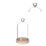 Cloche en verre avec base en bois et cœur Ø 10 cm, H. 18 cm - 1 pièce