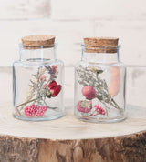Flacon en verre avec 2 fleurs séchées différentes Ø7cm (12 pièces)