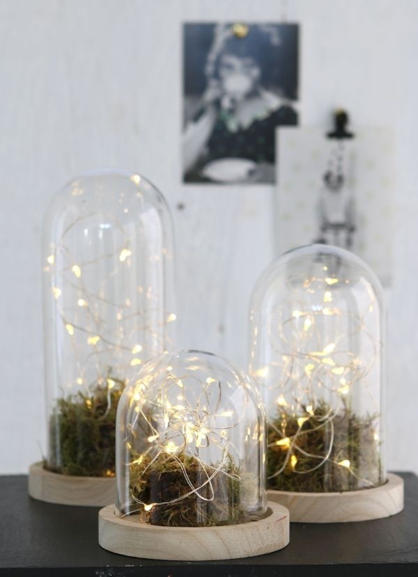 Dôme en verre avec base en Bois,120x130mm - 1 pc