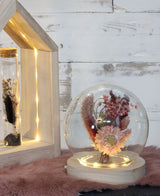 Glass LED sphere round Ø13cm with wooden base - Packlinq