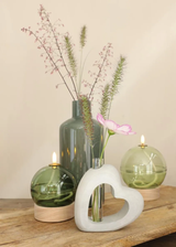 Cœur ouvert en ciment avec tube en verre L. 3,9 x l. 13 x H. 13,2 cm - 6 pièces