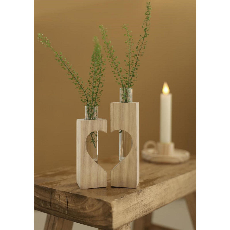 Support en bois en forme de cœur pour tube, L. 4 x l. 4 x H. 14,5 cm - lot de 6