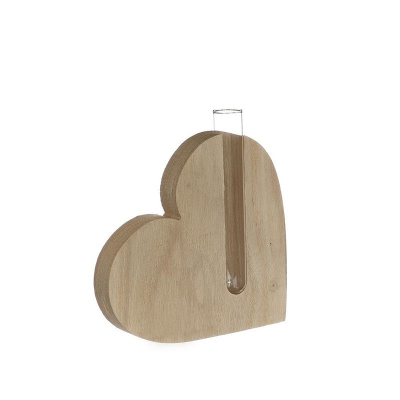 Cœur en bois avec tube 14 x 2,8 x H. 13 cm - 6 pièces