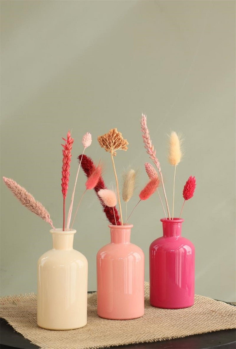 Bouteilles en verre Ø70 h: 120 mm  Assorti Rose - 12 Pcs