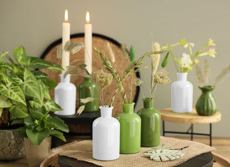 Bouteilles en verre Ø70 h: 120 mm  Assorti Vert - 12 Pcs