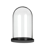 Glass Dome with black wooden base Ø14cm H.21cm 