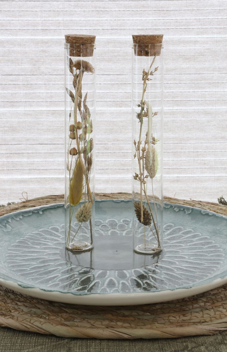 Glass tube with several dried flowers natural 20cm high - Packlinq